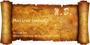 Malina Dezső névjegykártya