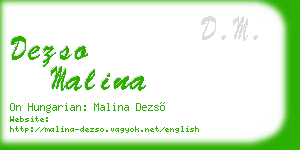 dezso malina business card